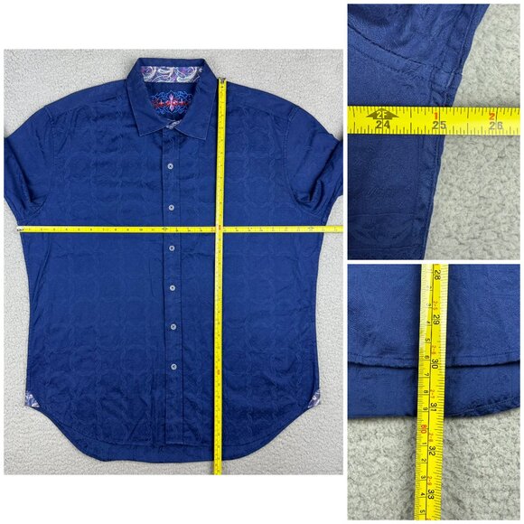 Robert Graham Shirt Mens 2XL XXL Navy Blue Geometric Flip Cuff Dress Button Up 1 - Picture 11 of 11
